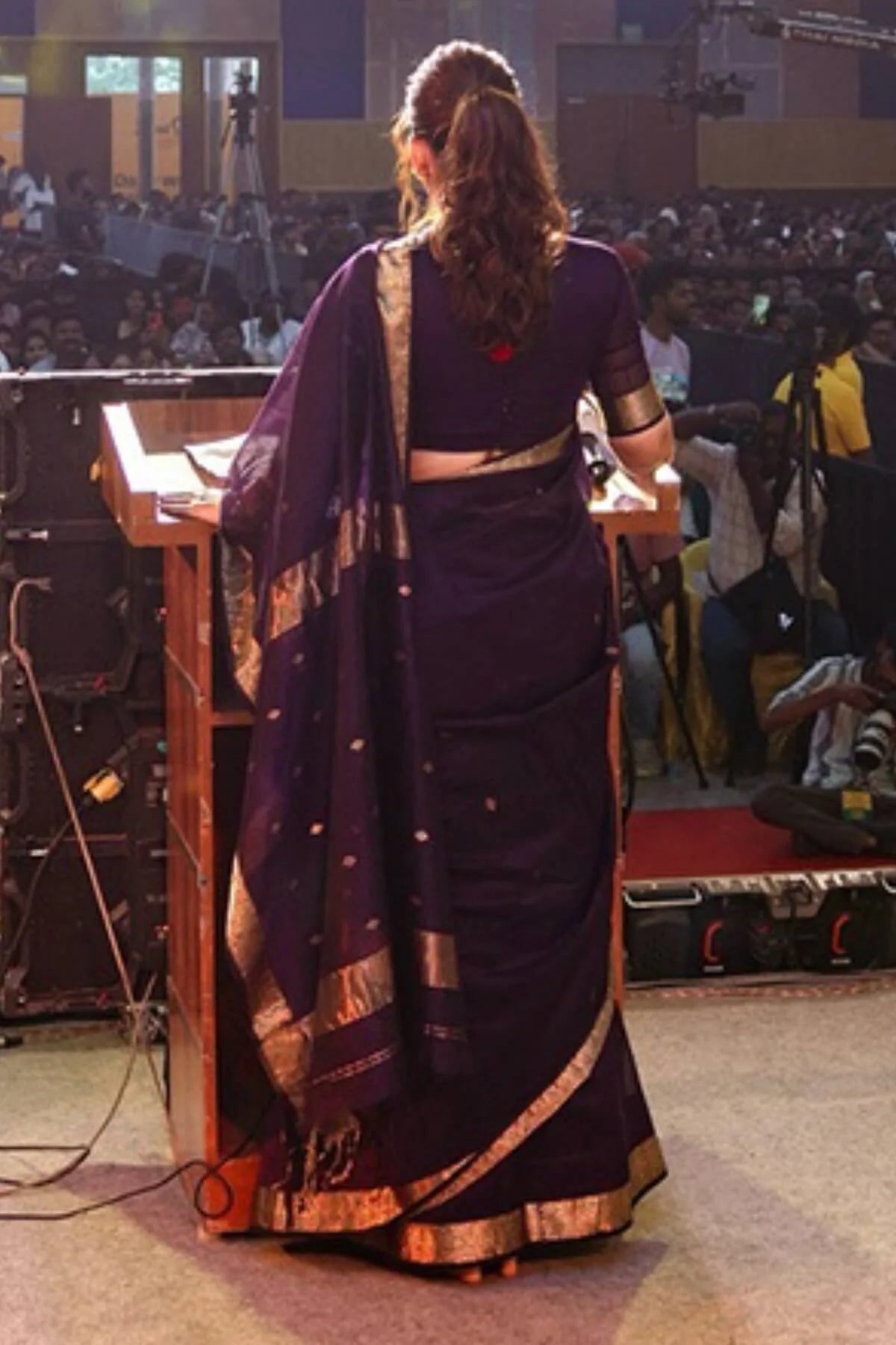 Bollywood Style Purple Cotton Silk Saree With Majestic Blouse Piece